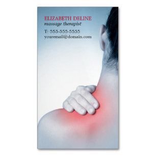 Modern Elegant Massage Therapist Woman's Back Magnetic Business Card