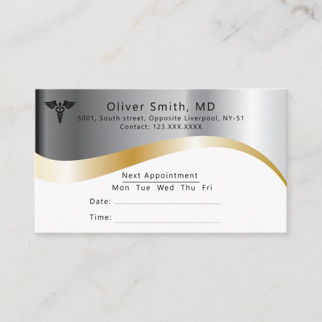  Modern Elegant  MD Doctor Office Appointment Card (Front)