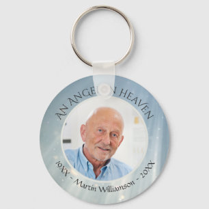 Modern Elegant Memorial ANGEL IN HEAVEN Photo Key Ring