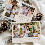 Modern Elegant Merry Christmas Cream Photo Collage Foil Holiday Card<br><div class="desc">Celebrate the season with the Modern Elegant Merry Christmas Cream Photo Collage foil holiday card. This stylish design features a 5-photo collage on the front, with 4 square photos surrounding a larger picture at the centre. "Merry Christmas" is beautifully displayed in trendy rose gold foil lettering on a cream background....</div>