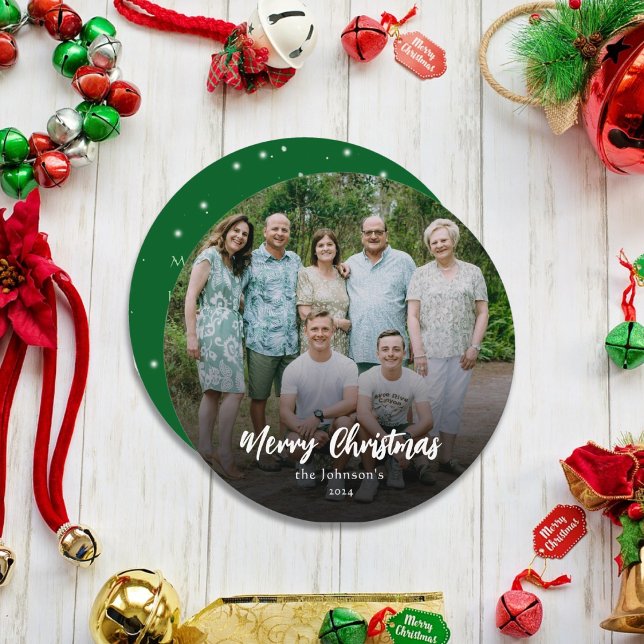Modern Elegant Merry Christmas Family Photo & Name Holiday Card (Creator Uploaded)