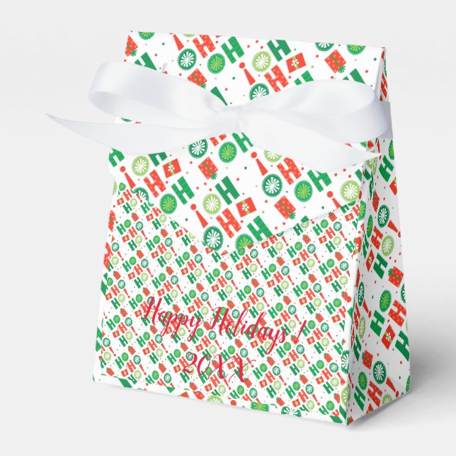 Modern Elegant Merry Christmas Holidays Favour Box (Front Side)
