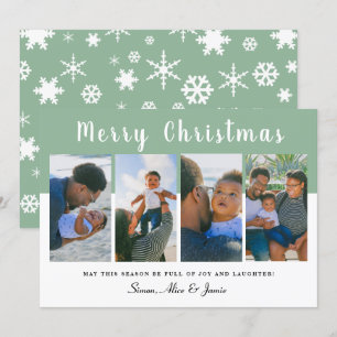 Modern Elegant Merry Christmas Photo Collage Holiday Card