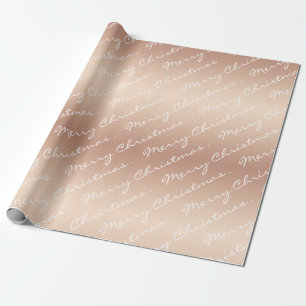 Modern Elegant Merry Christmas Script Rose Gold Wrapping Paper