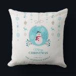 Modern Elegant Merry Christmas Snowman  Cushion<br><div class="desc">"Deck the halls with this Merry Christmas Throw Pillow – a festive accent that adds warmth and joy to your holiday decor! This delightful pillow features a charming design that captures the spirit of the season, complete with vibrant colours and a touch of holiday magic. Personalise it with your family...</div>