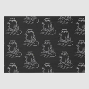 Modern Elegant Merry Christmas Tree and Reindeer Tissue Paper