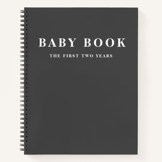 Modern Elegant Minimal Black Baby Book (Front)