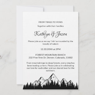 Modern Elegant Minimal Black Font Wedding Floral Invitation