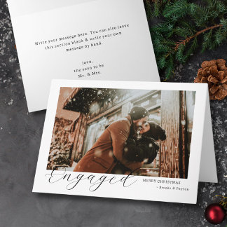 modern elegant minimal Engaged Christmas photo Holiday Card