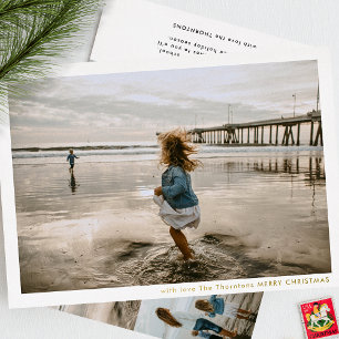 Modern Elegant Minimal Frame MERRY CHRISTMAS Photo Foil Holiday Card