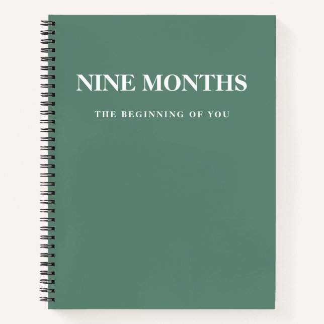 Modern Elegant Minimal Green Pregnancy Gift Notebook (Front)
