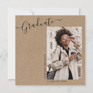 Modern Elegant Minimal Kraft 1 Photo   Graduation Announcement