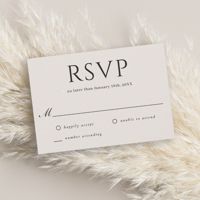 Modern Elegant Minimal Neutral Beige Wedding RSVP (Creator Uploaded)