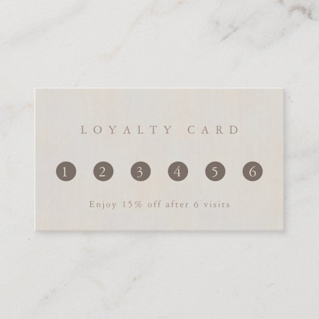 Modern Elegant Minimal Neutral Textured 6 punch Loyalty Card (Front)