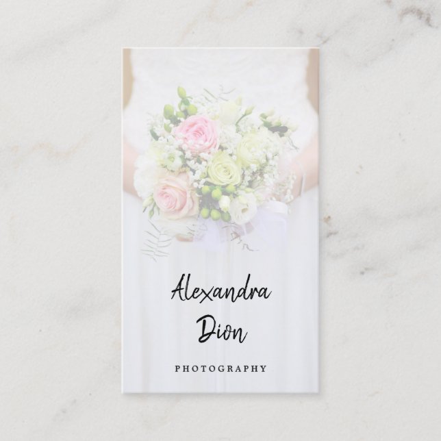 Modern elegant minimal overlay photography business card (Front)