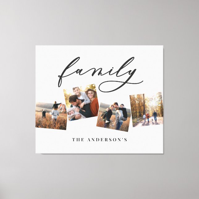 Modern elegant minimal photo collage personalised  canvas print (Front)