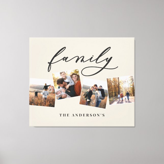 Modern elegant minimal photo collage personalised  canvas print (Front)