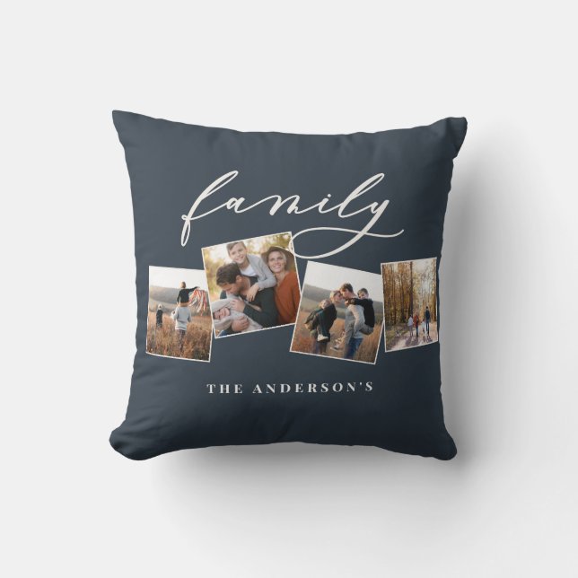 Modern elegant minimal photo collage personalised cushion (Front)