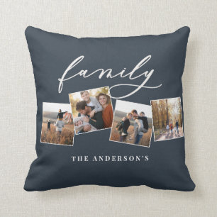 Modern elegant minimal photo collage personalised cushion