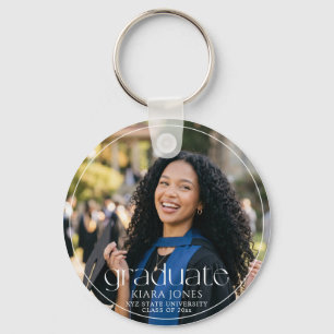 Modern Elegant Minimal Photo Graduation Keepsake Key Ring