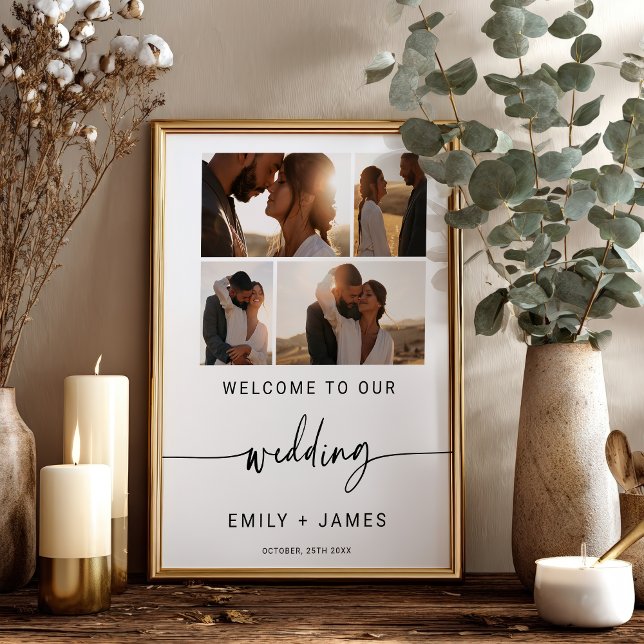 Modern Elegant Minimal Photos Wedding Welcome Poster (Modern Elegant Minimal Photos Wedding Welcome Poster)