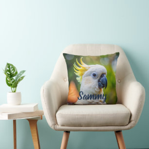 Modern Elegant Minimal Script Pet Bird Photograph Cushion