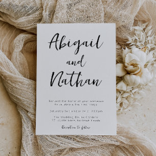 Modern Elegant Minimal Script Wedding Invitation