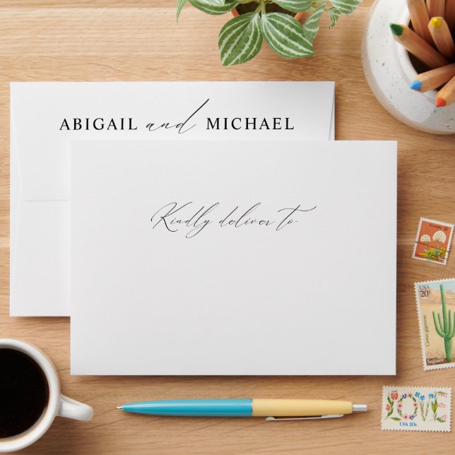 Modern Elegant Minimal Wedding Invitation Envelope (Desk)