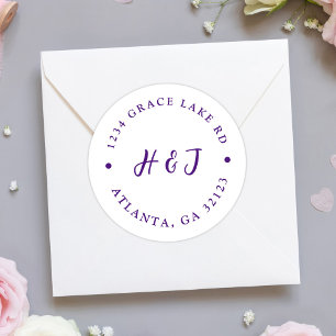 Modern Elegant Minimal Wedding Return Address Classic Round Sticker