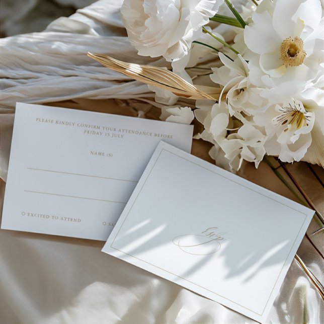 Modern Elegant Minimal White RSVP Card (Modern Elegant Minimal White RSVP Card)