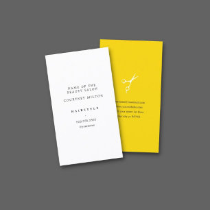 Modern Elegant Minimal White Yellow Hair Stylist Business Card