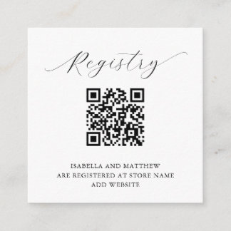 Modern Elegant Minimalist Add QR Code Registry Enclosure Card