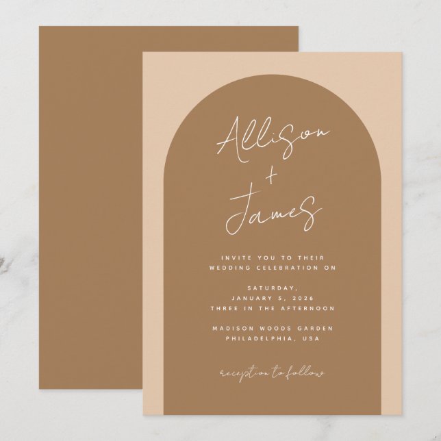 Modern Elegant Minimalist Arch Wedding Invitation (Front/Back)