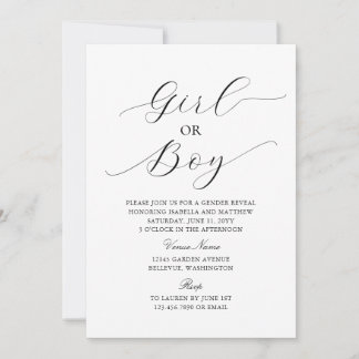 Modern Elegant Minimalist Baby Gender Reveal Invitation