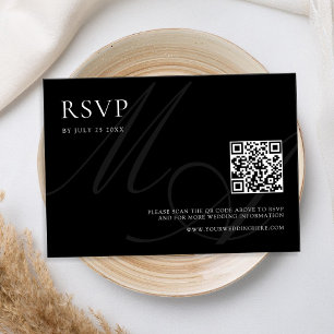 Modern Elegant Minimalist Black and White Wedding RSVP Card