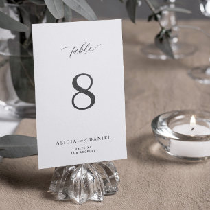 Modern elegant minimalist black and white wedding table number