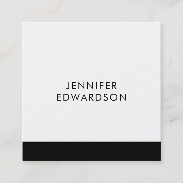 Modern elegant minimalist black white professional square business card (Front)