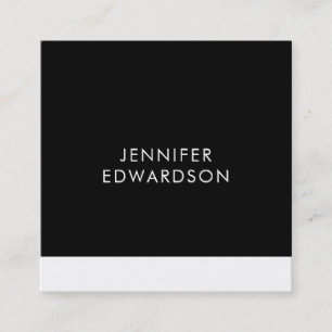Modern elegant minimalist black white professional square business card