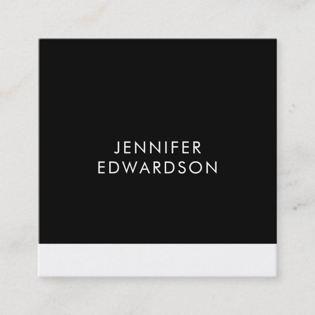 Modern elegant minimalist black white professional square business card (Front)