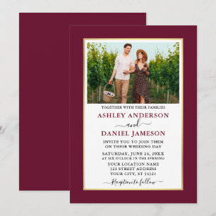 Modern Elegant Minimalist Burgundy Wedding Invitation
