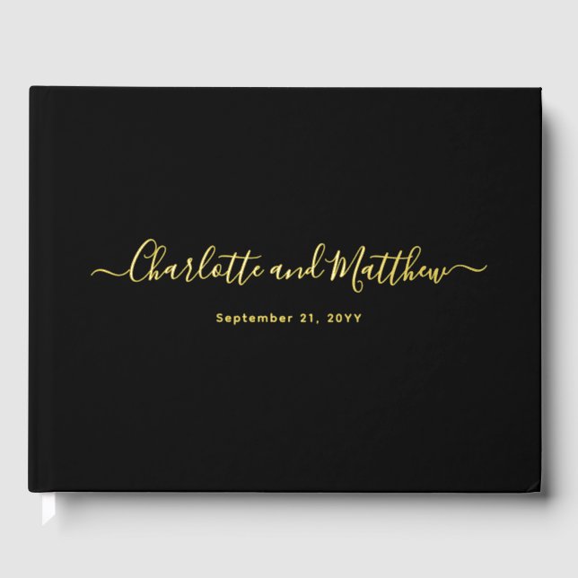 Modern Elegant Minimalist Chic Personalize Wedding Guest Book (Front)