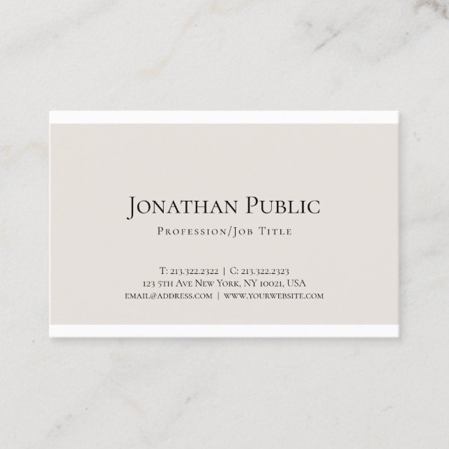 Modern Elegant Minimalist Design Professional Luxe Business Card (Front)