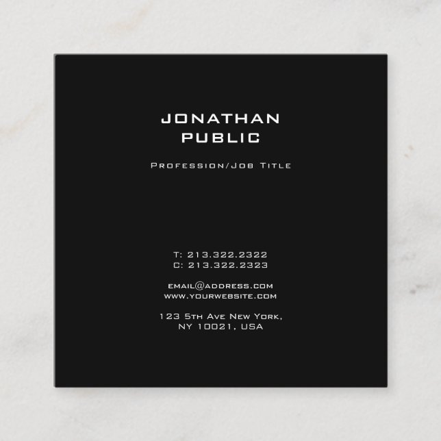 Modern Elegant Minimalist Design Professional Square Business Card (Front)