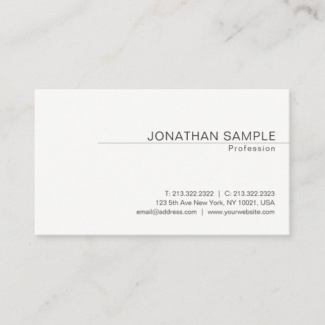 Modern Elegant Minimalist Design Trendy Plain Business Card (Front)