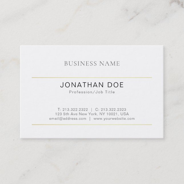 Modern Elegant Minimalist Design Trendy Plain Luxe Business Card (Front)