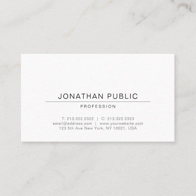 Modern Elegant Minimalist Design Trendy Template Business Card (Front)