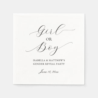 Modern Elegant Minimalist Gender Reveal Party Napkin