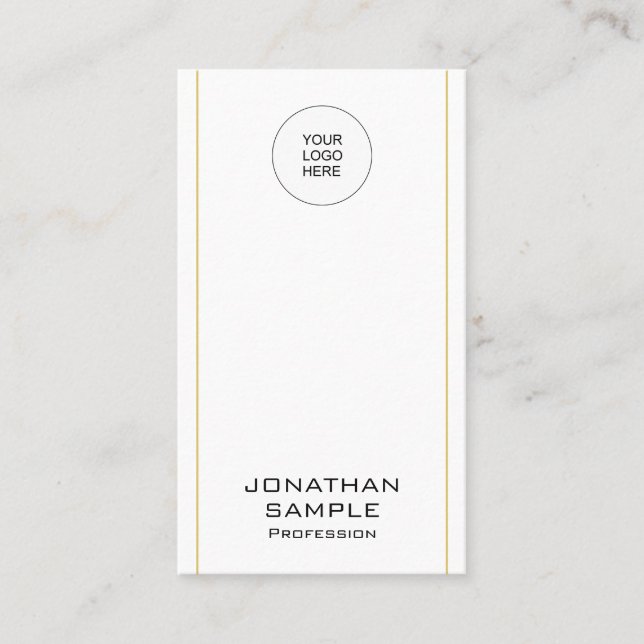 Modern Elegant Minimalist Gold Vertical Template Business Card (Front)