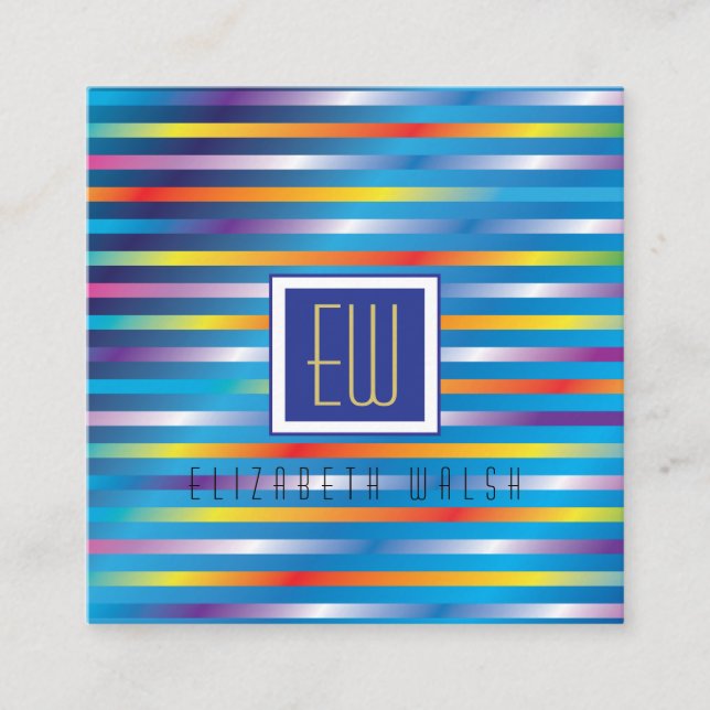 Modern Elegant Minimalist Gradient Lines Design Square Business Card (Front)