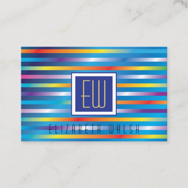 Modern Elegant Minimalist Gradient Lines Euro Size Business Card (Front)